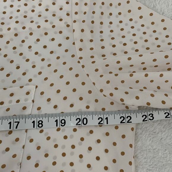 Soho New York & Co Womens Large Top 3/4 Roll Tab Sleeve Polka Dots Career Preppy - Picture 12 of 15